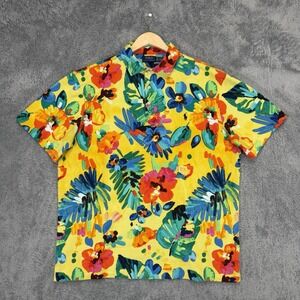 Polo Ralph‎ Lauren Shirt Mens 2XLT Multicolor Floral Artist Painting Cotton Pony